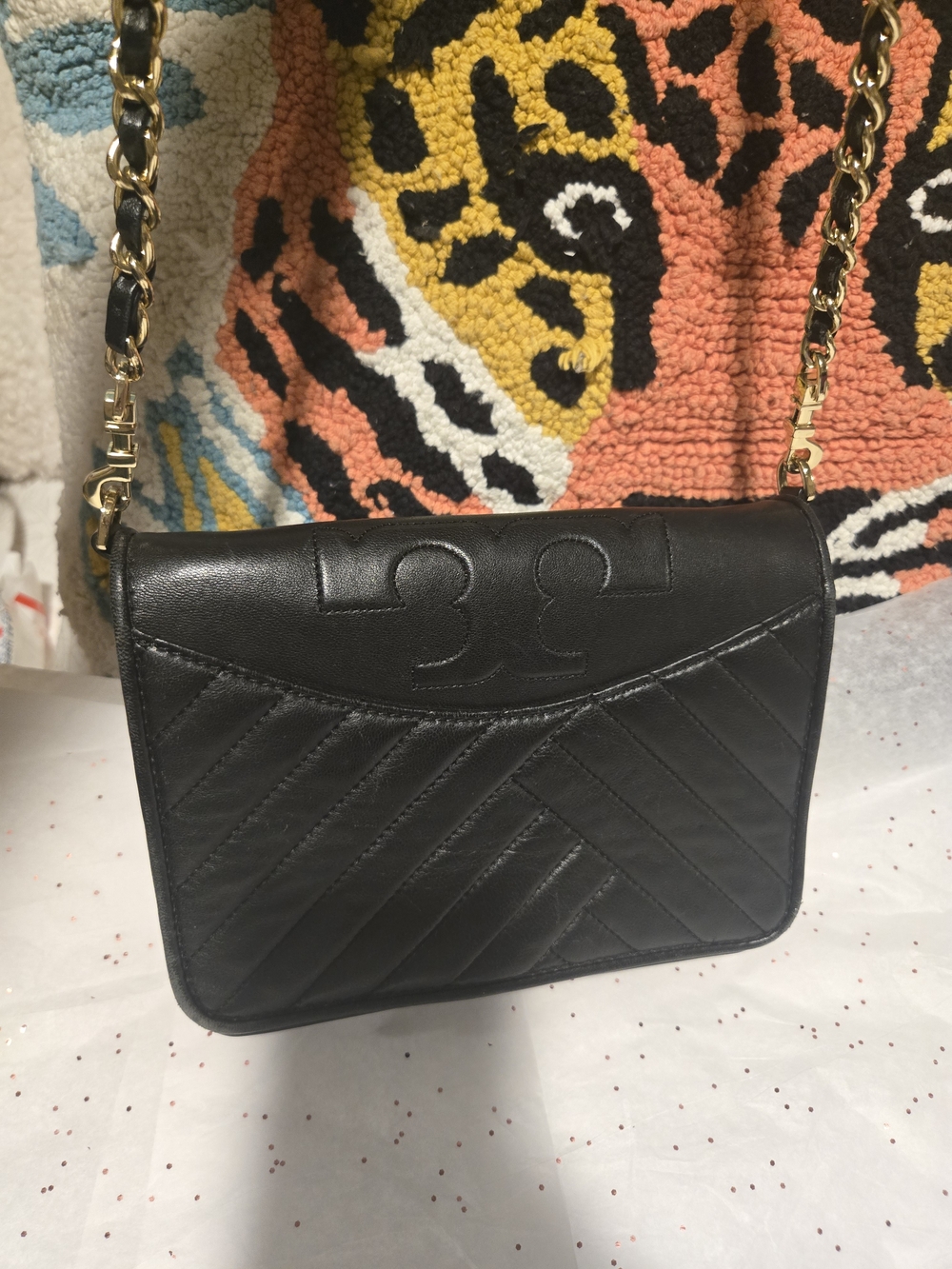 Tory Burch Black Quilted Leather Chain Shoulder Bag